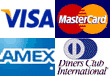 We accept Visa, Mastercard, Amex and Diner's Club credit cards